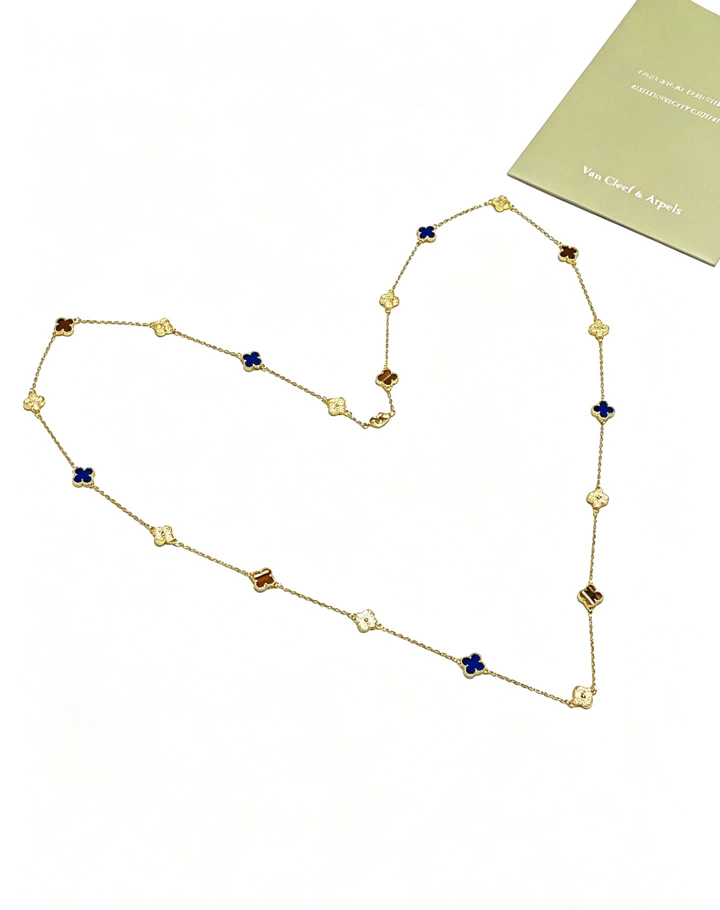 Van Cleef & Arpels Vintage Alhambra Yellow Gold Enamel Necklace